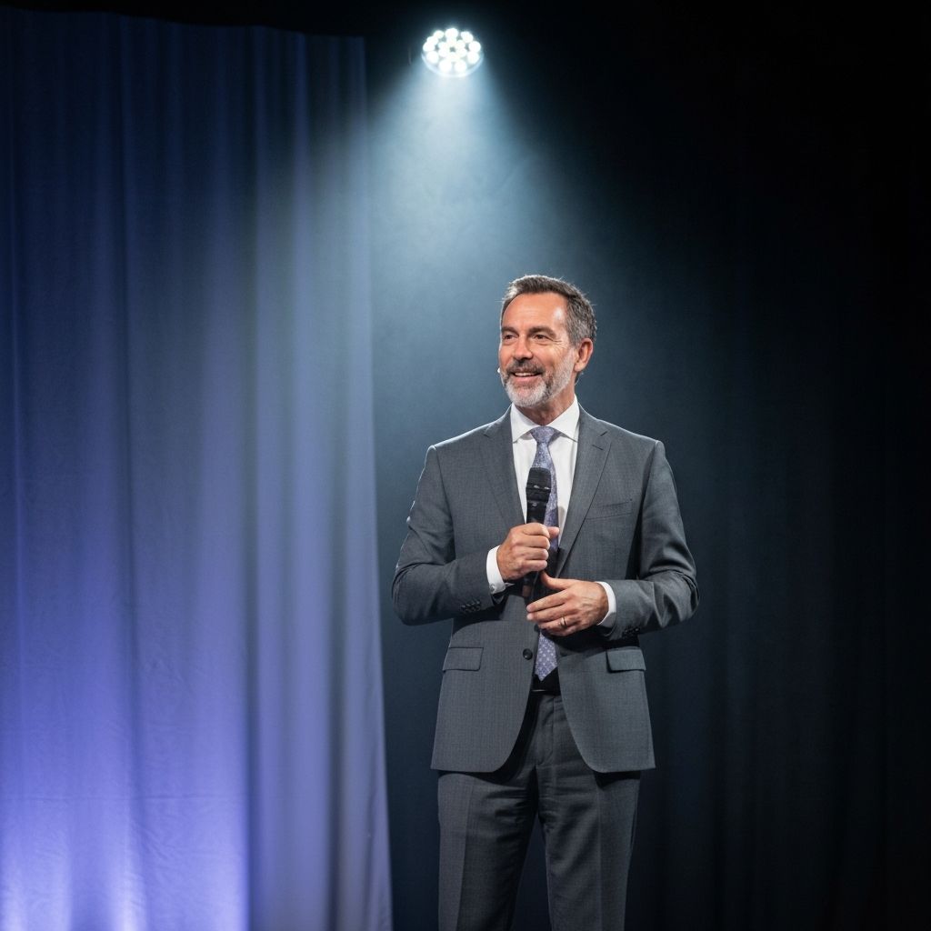 Speaker commanding the stage